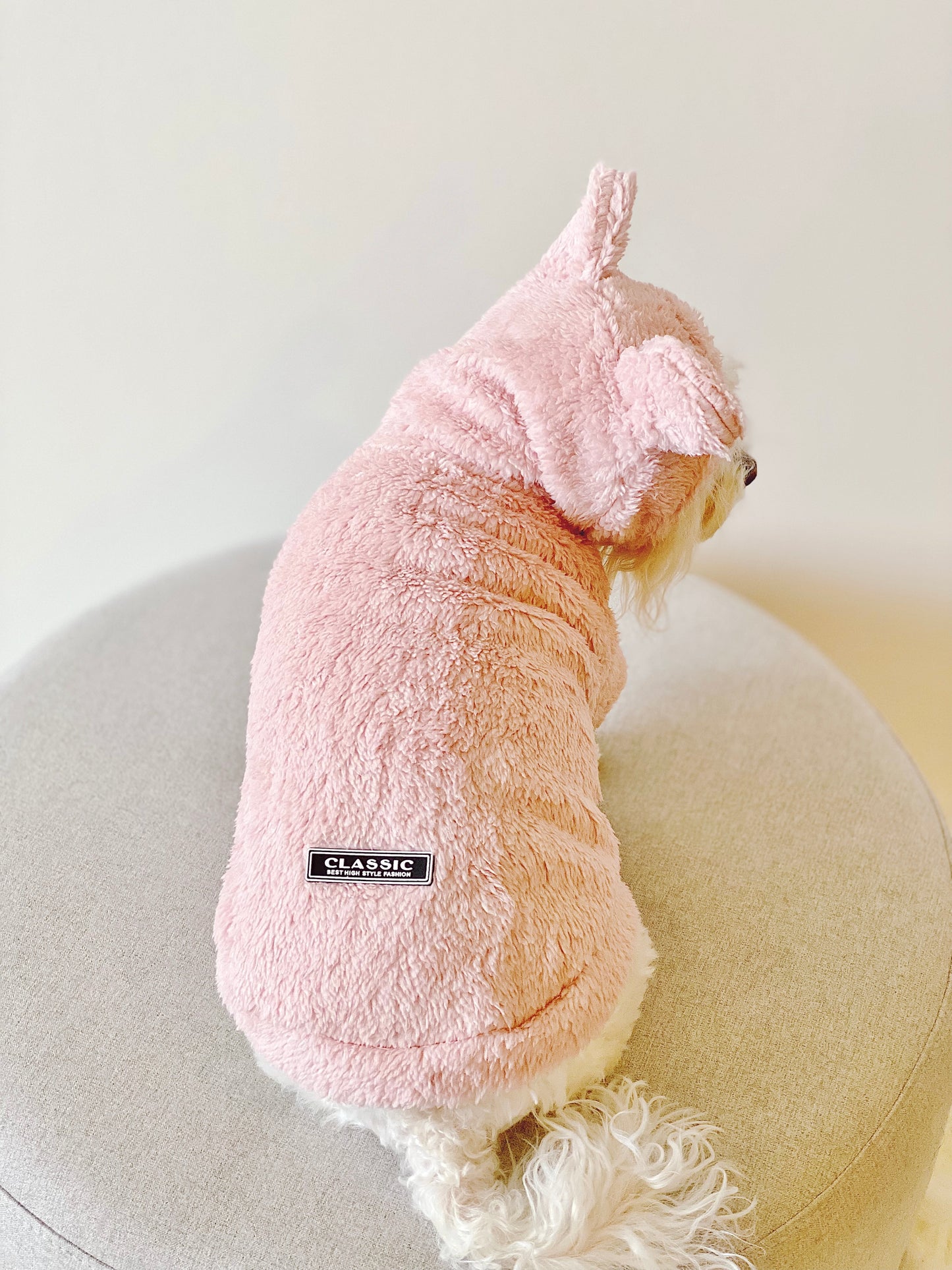 Warm Fleece Bear Hoodie (Pink)