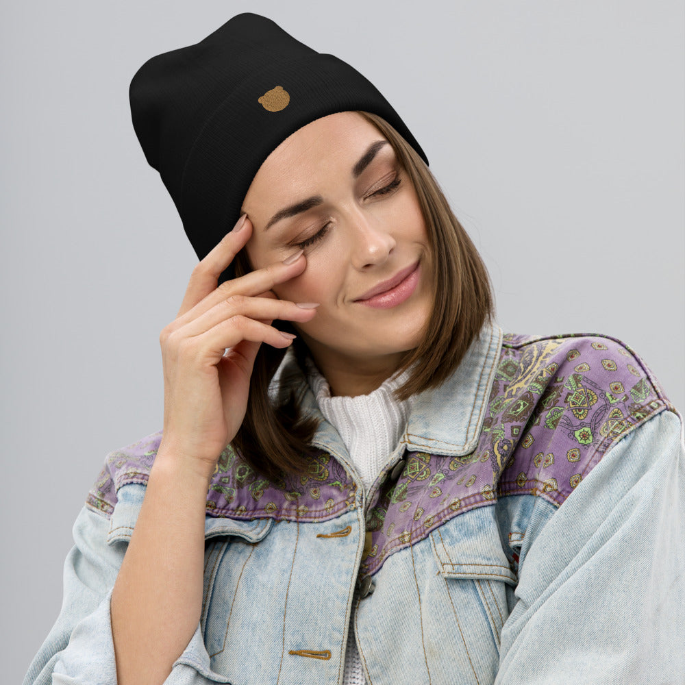 Classic Kuma Embroidered Knit Beanie
