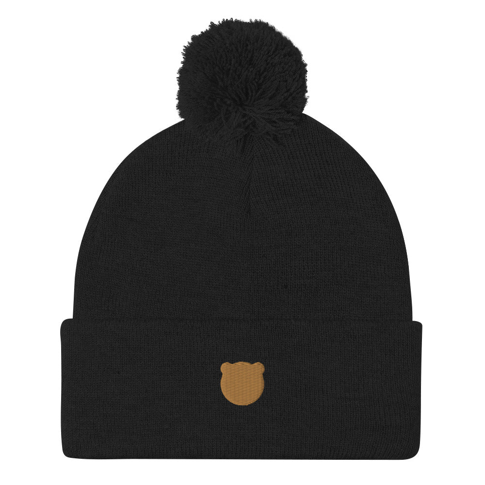 Classic Kuma Embroidered Pom-Pom Beanie