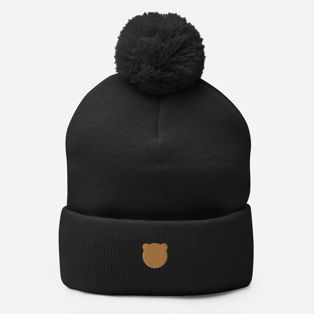 Classic Kuma Embroidered Pom-Pom Beanie