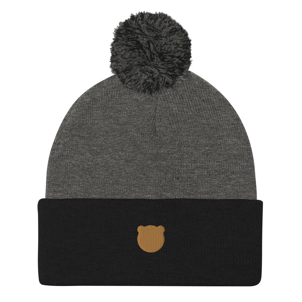 Classic Kuma Embroidered Pom-Pom Beanie
