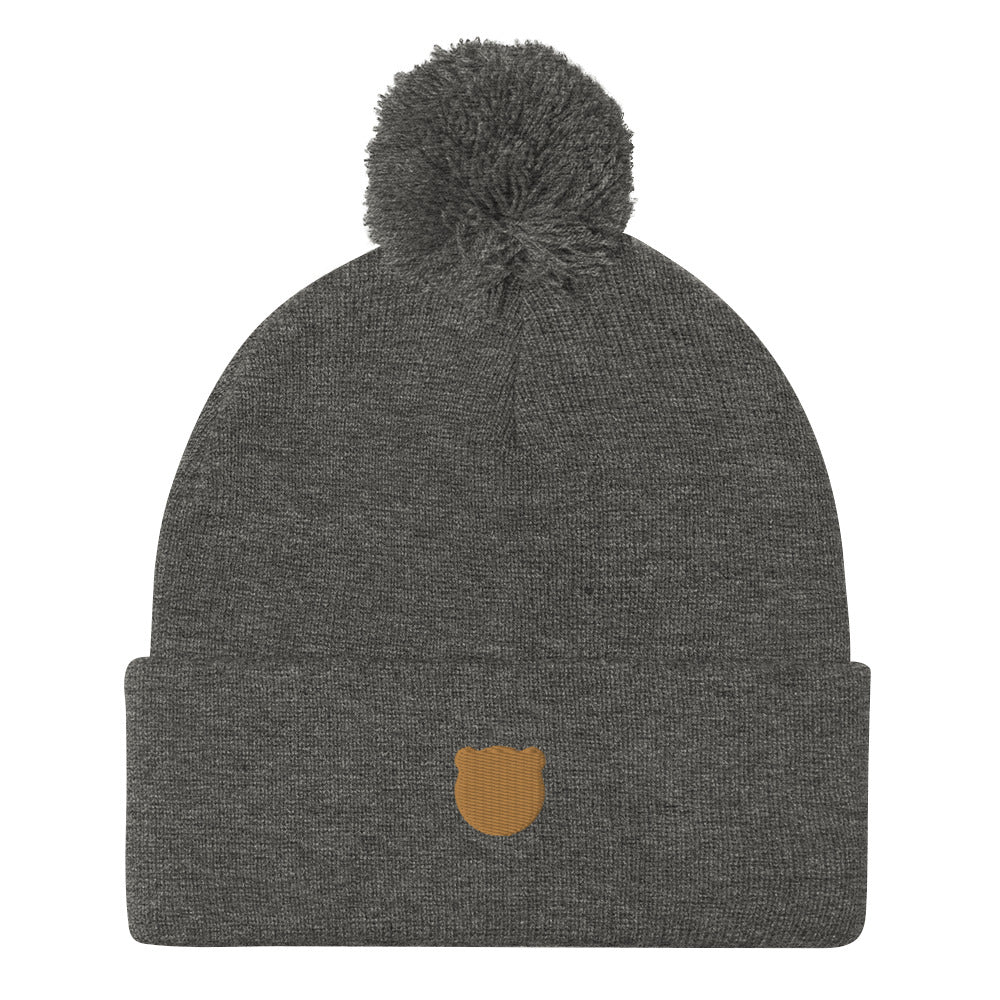 Classic Kuma Embroidered Pom-Pom Beanie