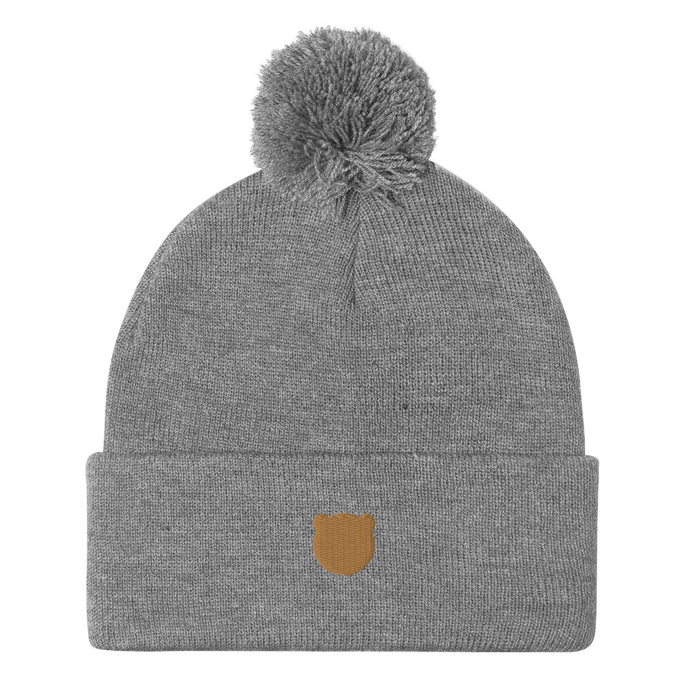 Classic Kuma Embroidered Pom-Pom Beanie