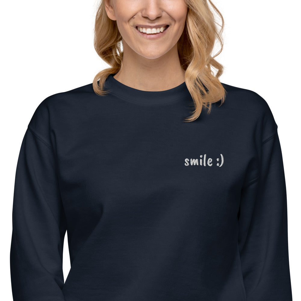 Smile :) Embroidered Fleece Sweatshirt