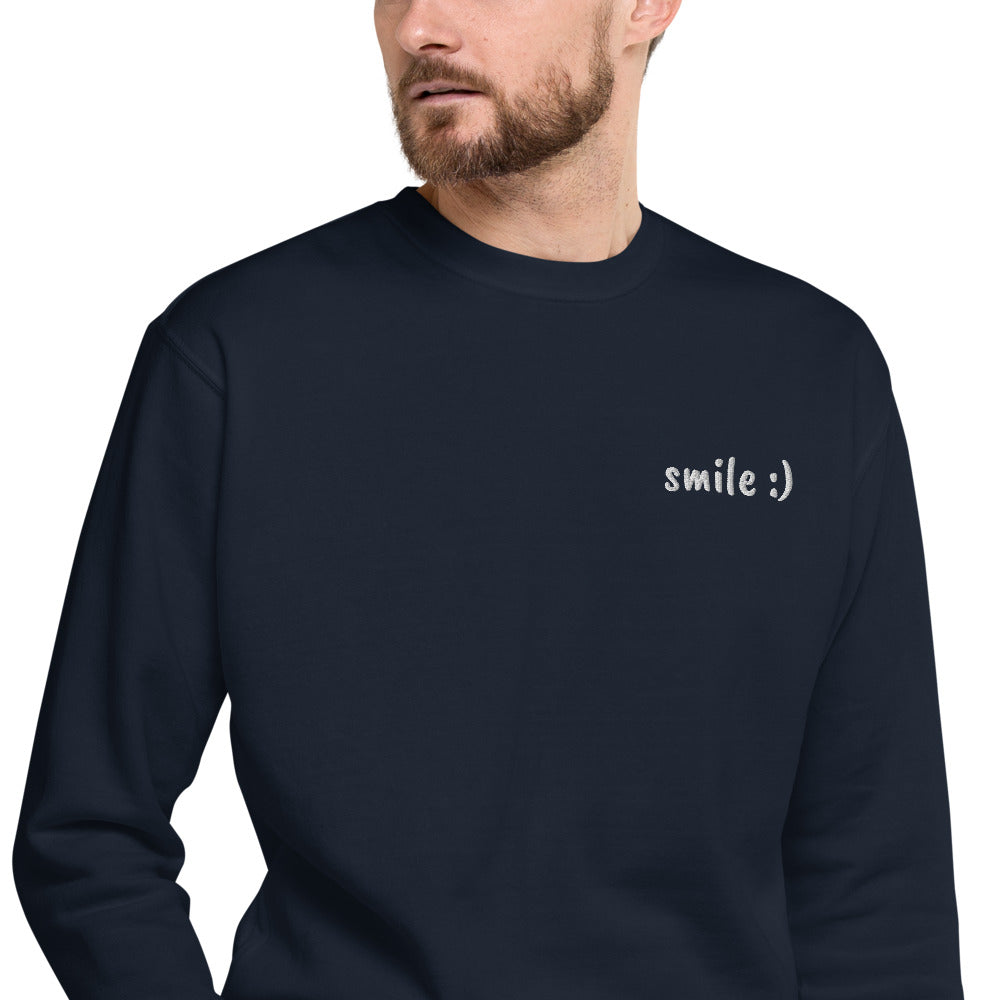 Smile :) Embroidered Fleece Sweatshirt