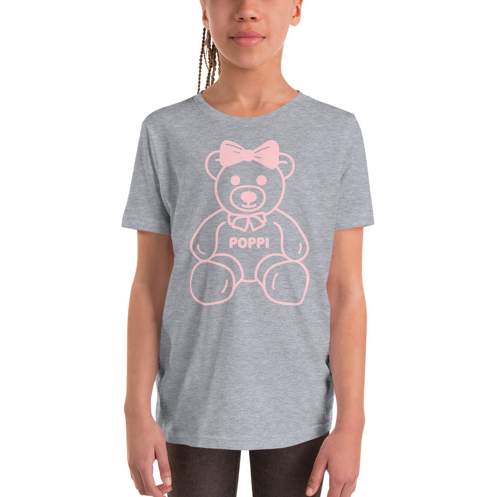 Custom Name Pink Bow Teddy Youth T-Shirt