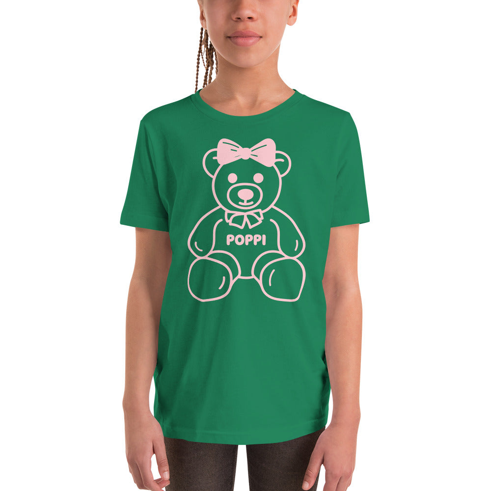 Custom Name Pink Bow Teddy Youth T-Shirt