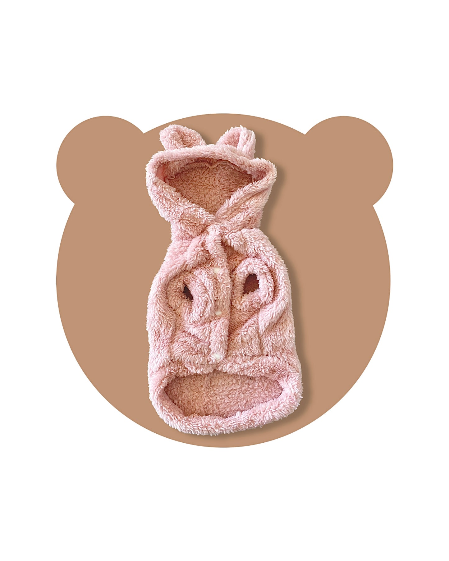 Warm Fleece Bear Hoodie (Pink)