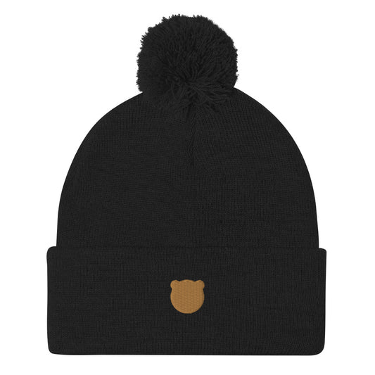 Classic Kuma Embroidered Pom-Pom Beanie