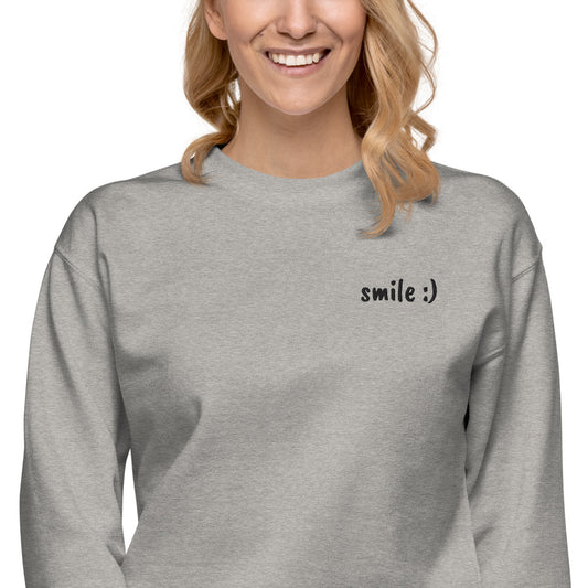 Smile :) Embroidered Fleece Sweatshirt