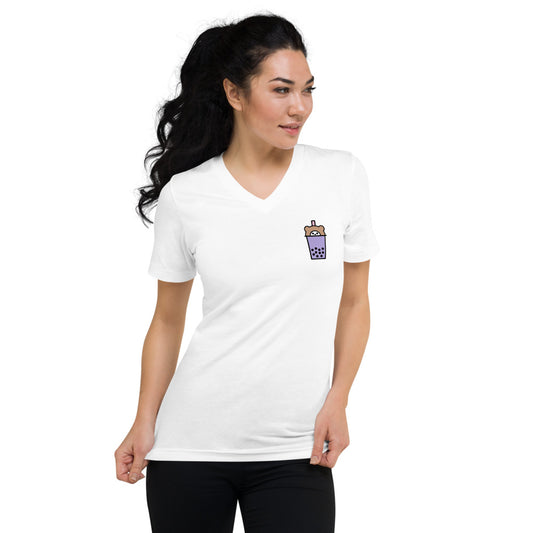 Taro Milk Tea Short Sleeve V-Neck T-Shirt