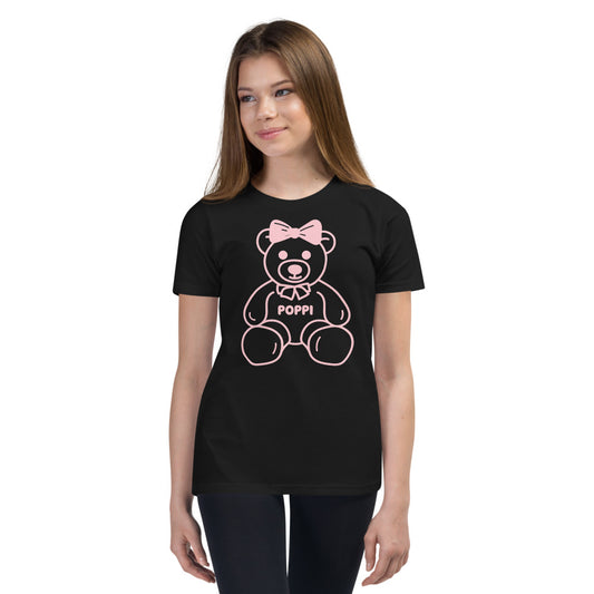 Custom Name Pink Bow Teddy Youth T-Shirt