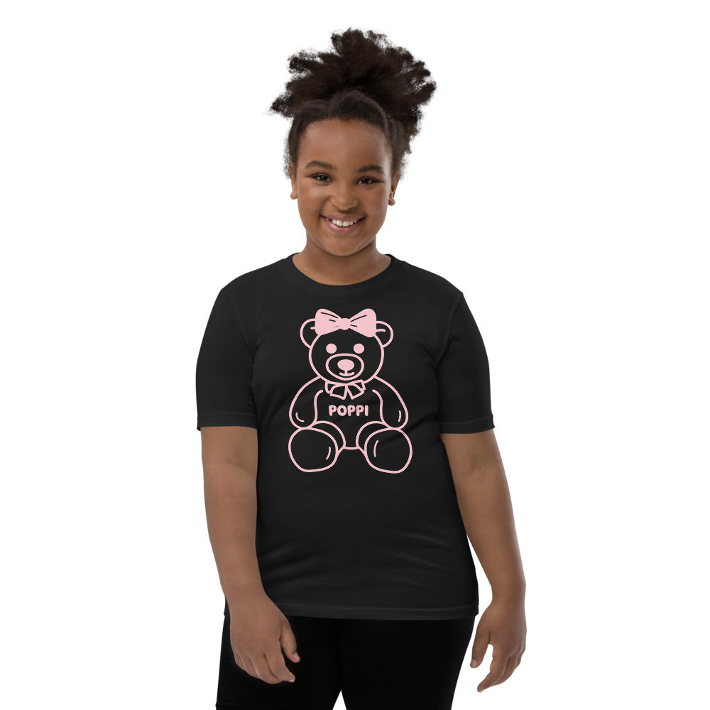 Custom Name Pink Bow Teddy Youth T-Shirt