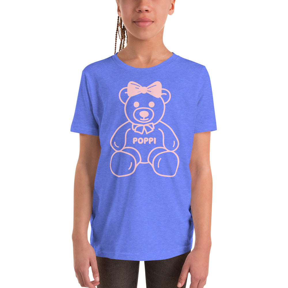 Custom Name Pink Bow Teddy Youth T-Shirt
