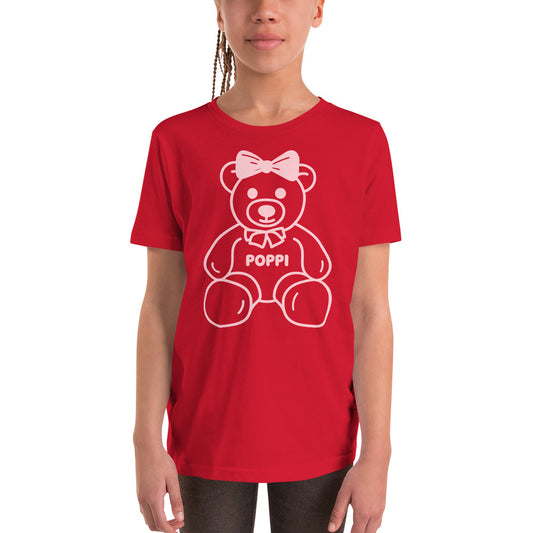 Custom Name Pink Bow Teddy Youth T-Shirt